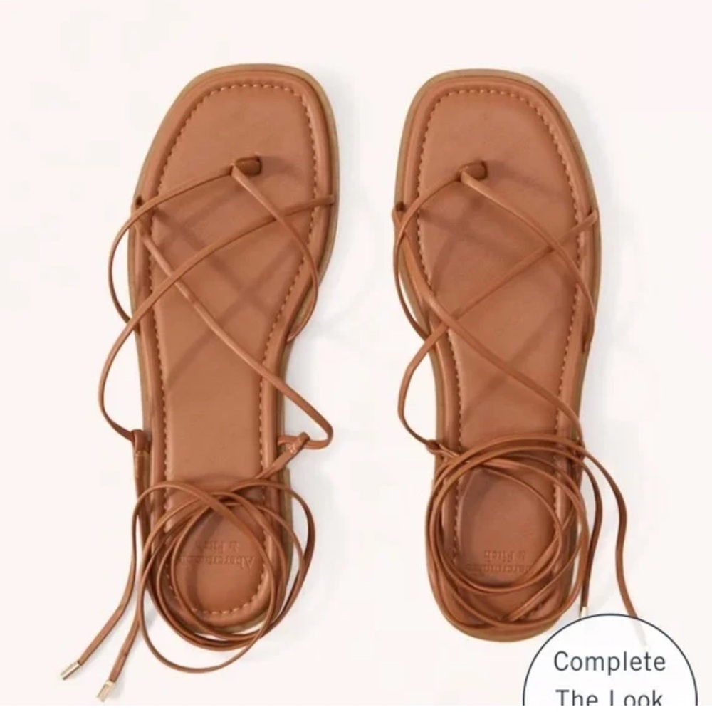 Abercrombie & Fitch Brown Lace-Up Flat Sandals